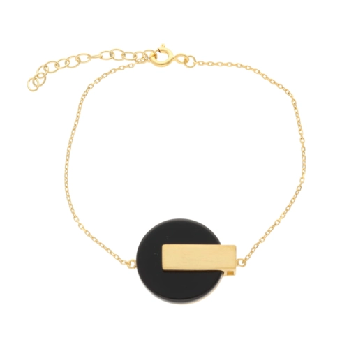 Elegancka bransoletka z onyksem srebro pozłacane