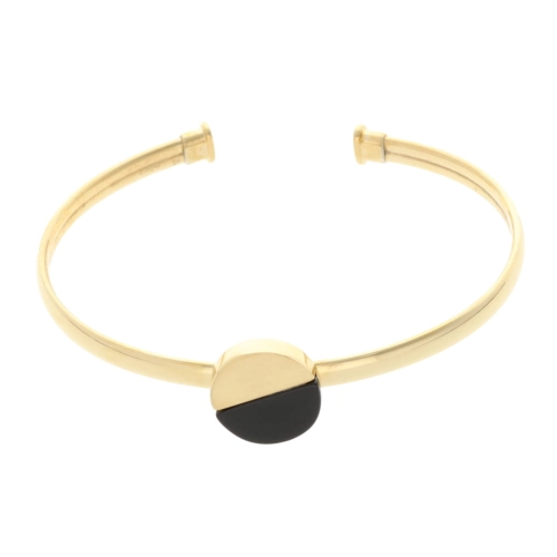 Sztywna bransoletka z onyksem srebro pozłacane