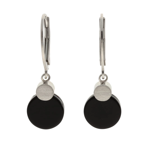 Kolczyki z onyksem okrągłe  srebro 