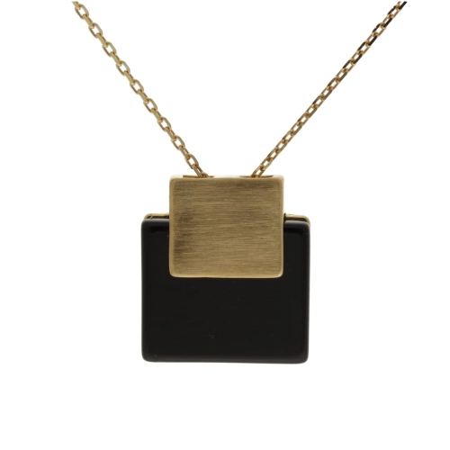 Elegancki naszyjnik z onyksem srebro pozłacane