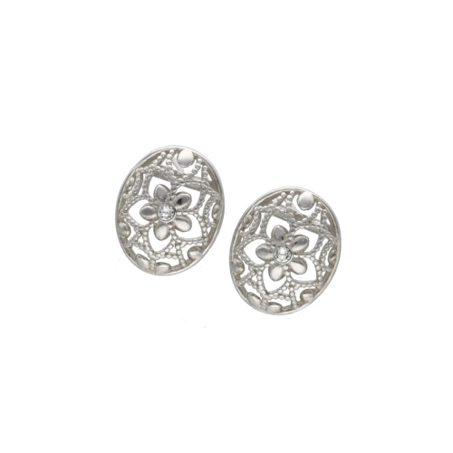 Ażurowe kolczyki z kryształkami srebro