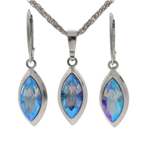Komplet z niebieskim kryształem srebro