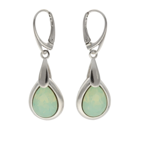 Kolczyki łezka z zielonym kryształem srebro