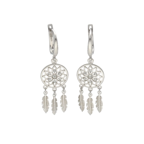 Kolczyki łapacz snów z cyrkoniami srebro rodowane