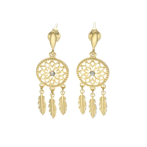 Kolczyki łapacz snów srebro pozłacane