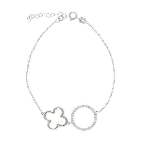 Bransoletka z cyrkoniami kółko koniczynka 