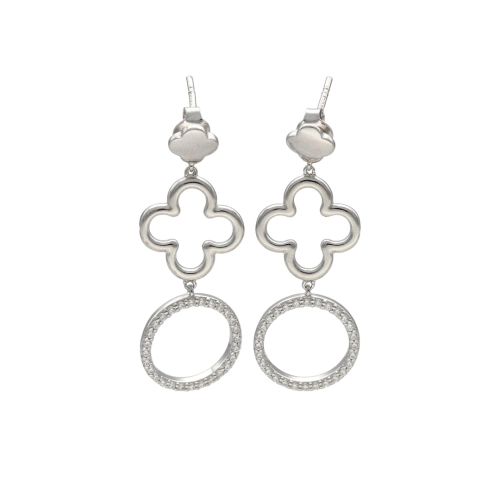 Kolczyki z cyrkoniami koniczynki kółka 