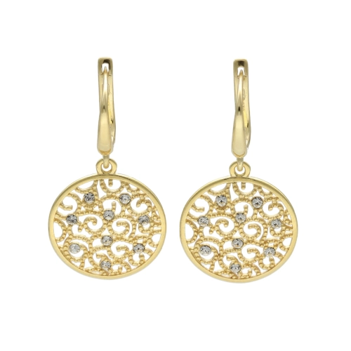 Kolczyki z ażurowym elementem srebro pozłacane 