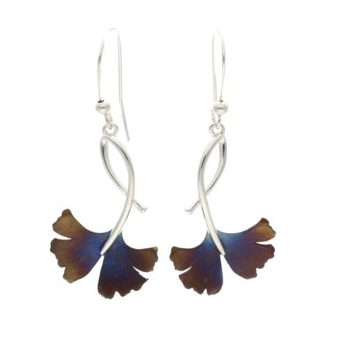 Kolczyki kwiat tytan ombre