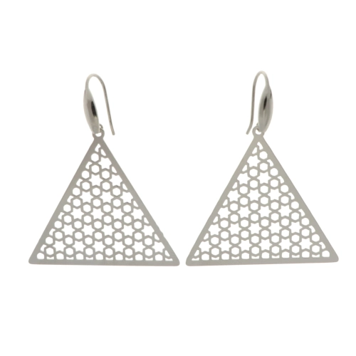 Efektowne kolczyki trójkąty ażurowe 