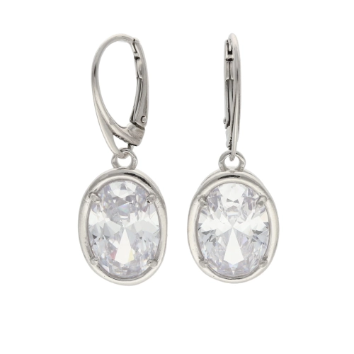 Kolczyki z białym kryształem owal srebro