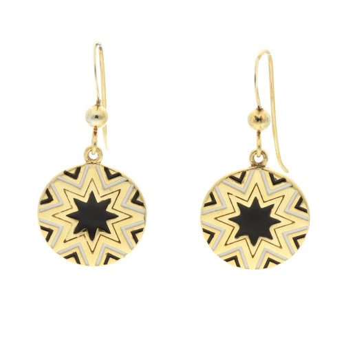 Kolczyki z czarną emalią srebro pozłacane 