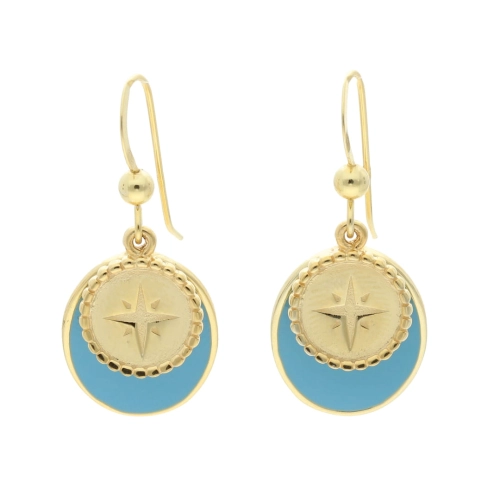 Kolczyki z turkusową emalią srebro pozłacane 