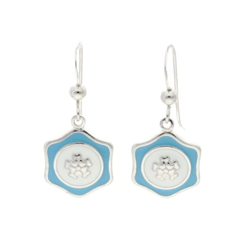 Kolczyki z turkusową emalią srebro 