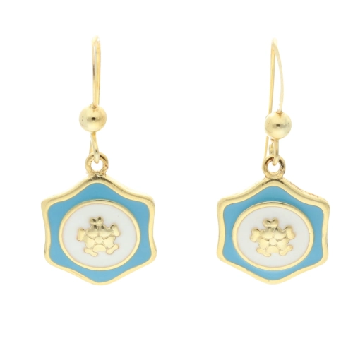 Kolczyki z niebieską emalią srebro pozłacane 