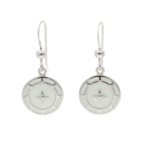 Kolczyki z białą emalią srebro 