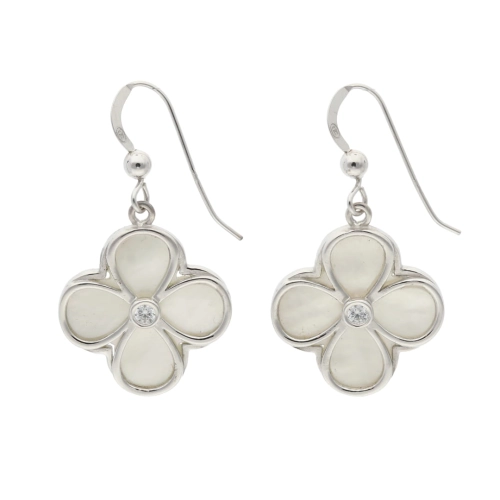 Kolczyki kwiaty z masą perłową srebro 