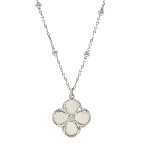 Naszyjnik kwiat z masą perłową i cyrkonią 