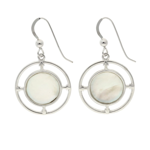 Okrągłe kolczyki z masą perłową srebro 