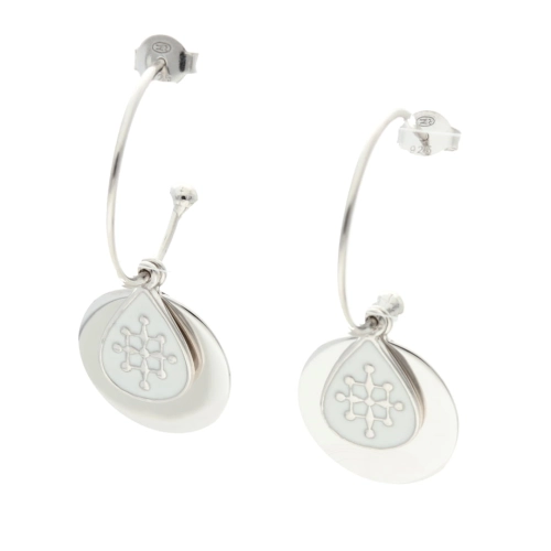 Kolczyki koła z białą emalią srebro