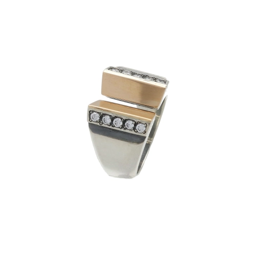 Pierścionek ze złotem i cyrkoniami 