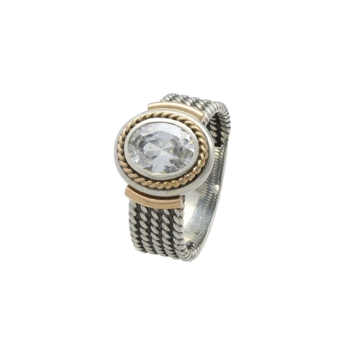 Pierścionek ze złotem i cyrkonią