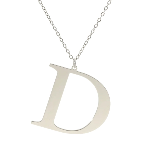 Naszyjnik litera D srebro rodowane 