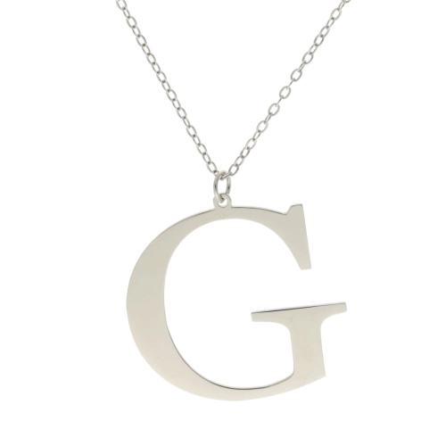 Naszyjnik litera G srebro rodowane 