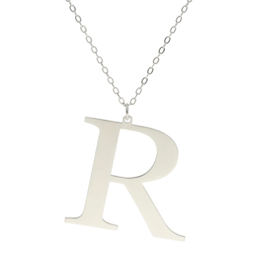 Naszyjnik litera R srebro rodowane 