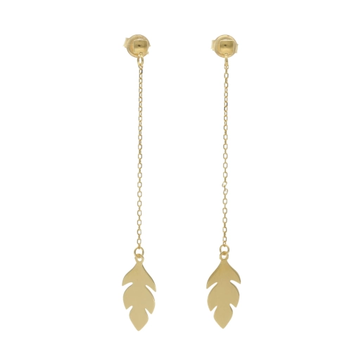 Długie kolczyki wiszące listki srebro pozłacane
