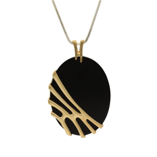 Wisior z onyksem owalny srebro pozłacane