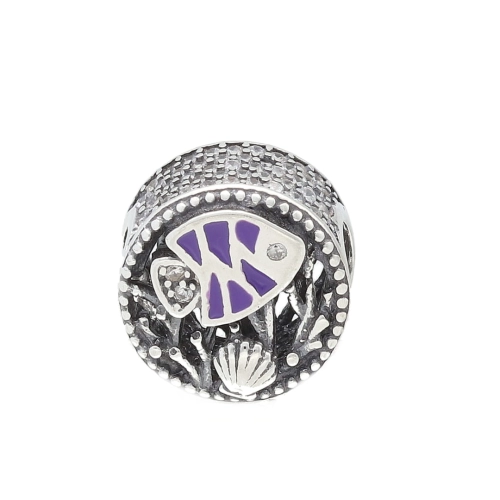 Zawieszka charms do bransoletki rybka fioletowa 