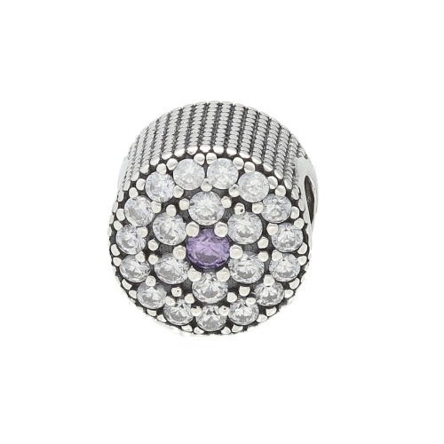 Zawieszka do bransoletki charms z cyrkoniami fioletowa 