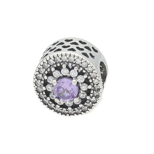 Zawieszka charms do bransoletki z cyrkoniami kwiat