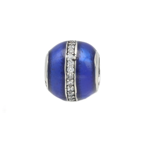 Zawieszka charms do bransoletki granatowa z cyrkoniami 