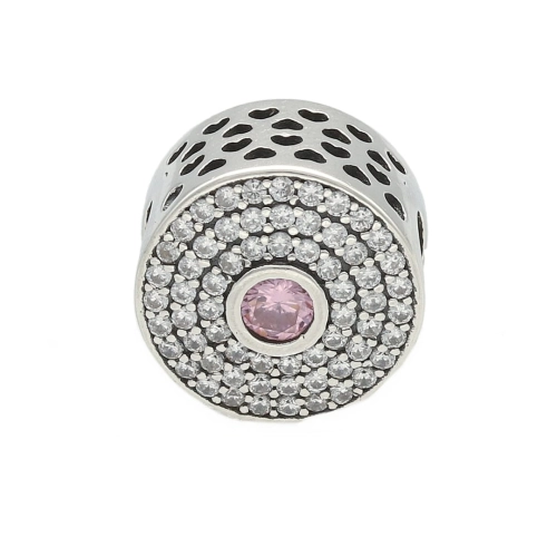 Zawieszka charms do biżuterii z różową cyrkonią 