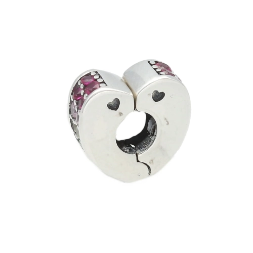 Zawieszka charms do bransoletki serce z kolorowymi cyrkoniami 