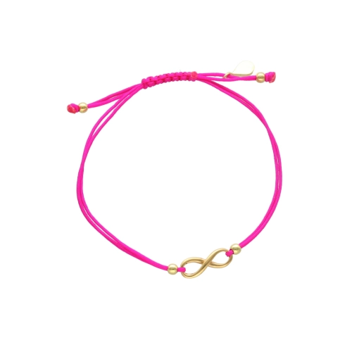  Bransoletka sznurkowa nieskończoność mała amarantowa pozłacana