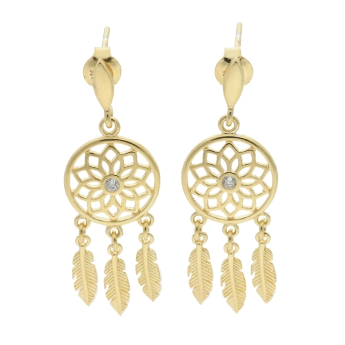 Kolczyki łapacz snów srebro pozłacane