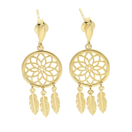 Kolczyki łapacz snów srebro pozłacane 