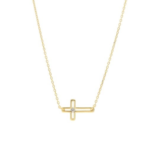 Naszyjnik krzyżyk z cyrkonią srebro pozłacane