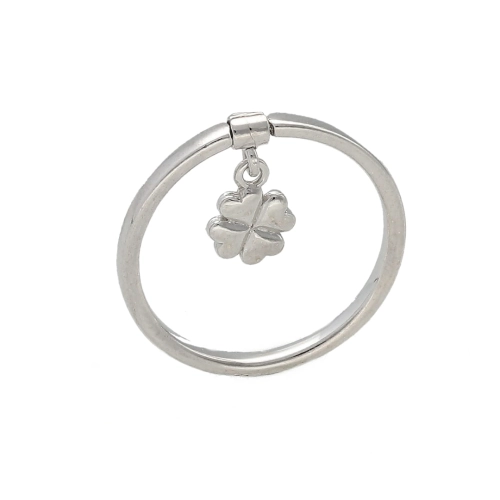 Pierścionek z ruchomą zawieszką koniczynka srebro