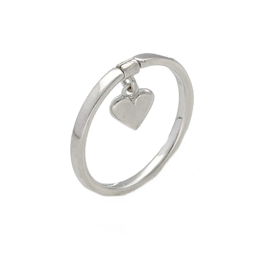 Pierścionek z ruchomą zawieszką serce srebro