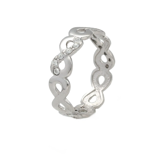 Pierścionek znak nieskończoności z cyrkoniami srebro