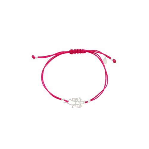 Bransoletka sznurkowa aniołek amarantowa