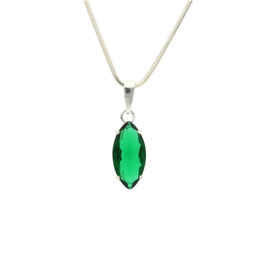 Wisior owalny ze szmaragdową cyrkonią