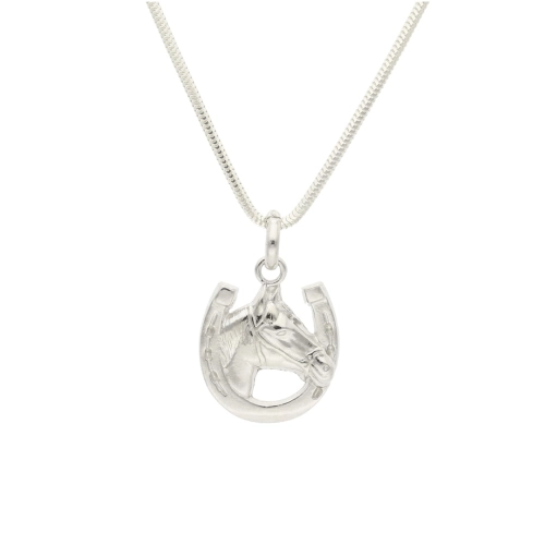 Wisiorek koń w podkowie mały srebro