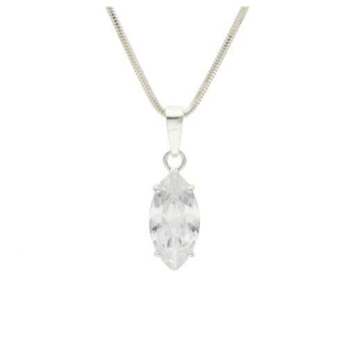 Wisior owalny z białą cyrkonią