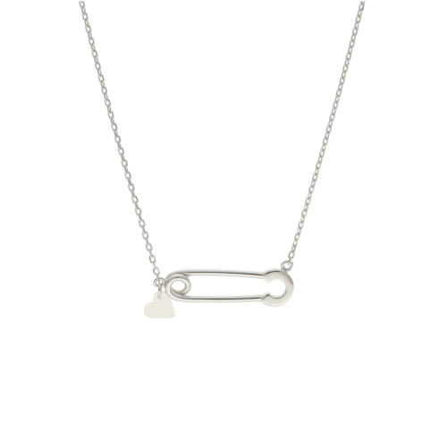 Naszyjnik agrafka serce srebro rodowane 