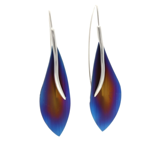 Kolczyki kwiat ombre tytan